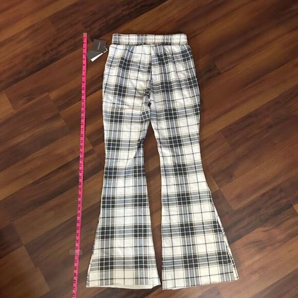 NWT Grayson Threads Plaid Lounge Wide Leg Flare Graphic Pants Size XSmall - Picture 2 of 5